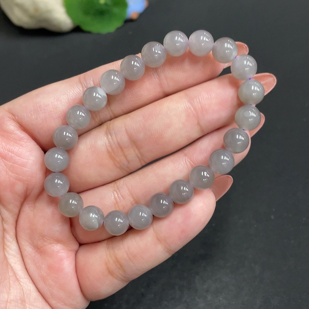 H34005349 Hetian Jade Bracelet, Approx. 7.6mm Beads, Total Weight About 17.3g