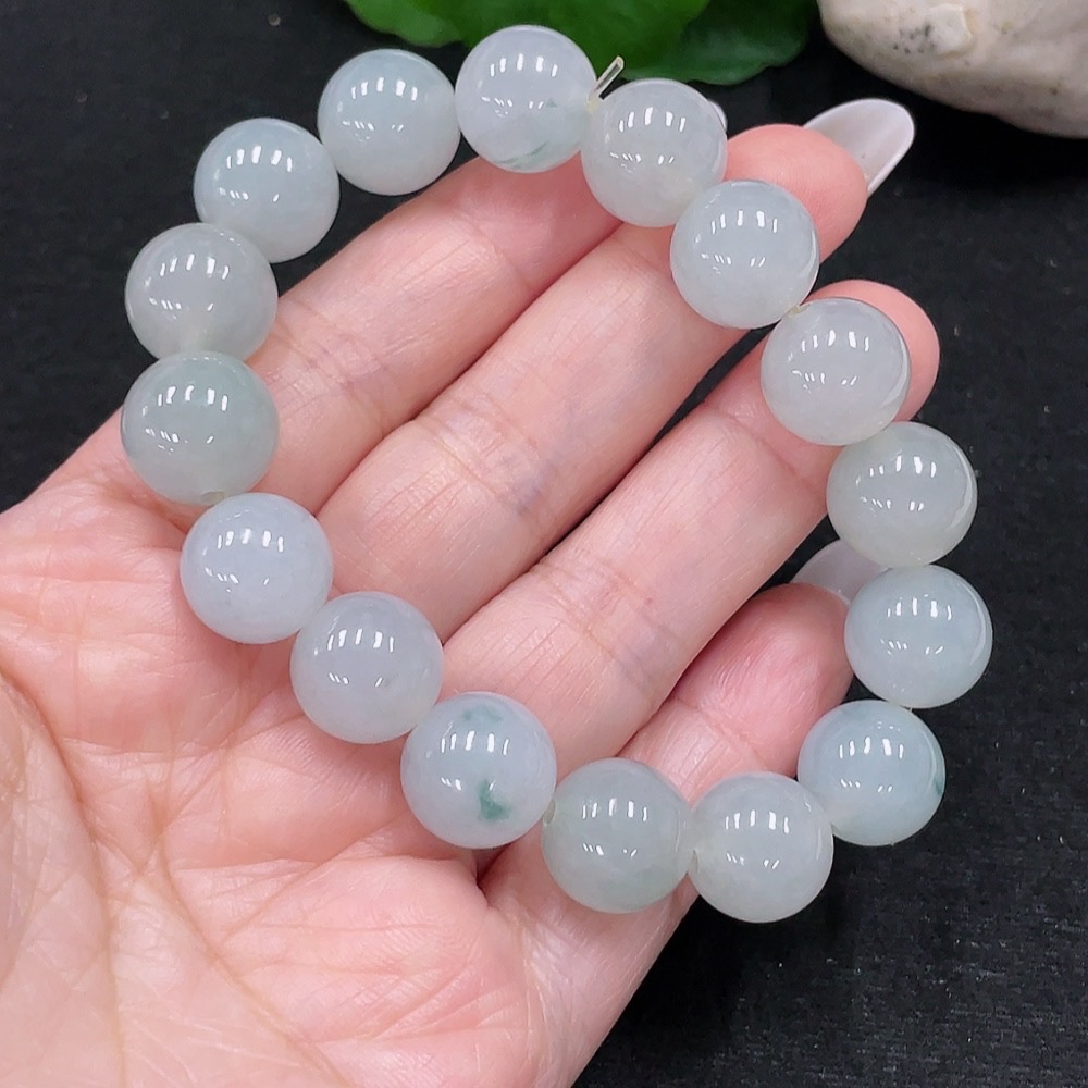 F33899788 Jadeite Bracelet Approx. 12.6mm Beads Total Weight About 53.97g