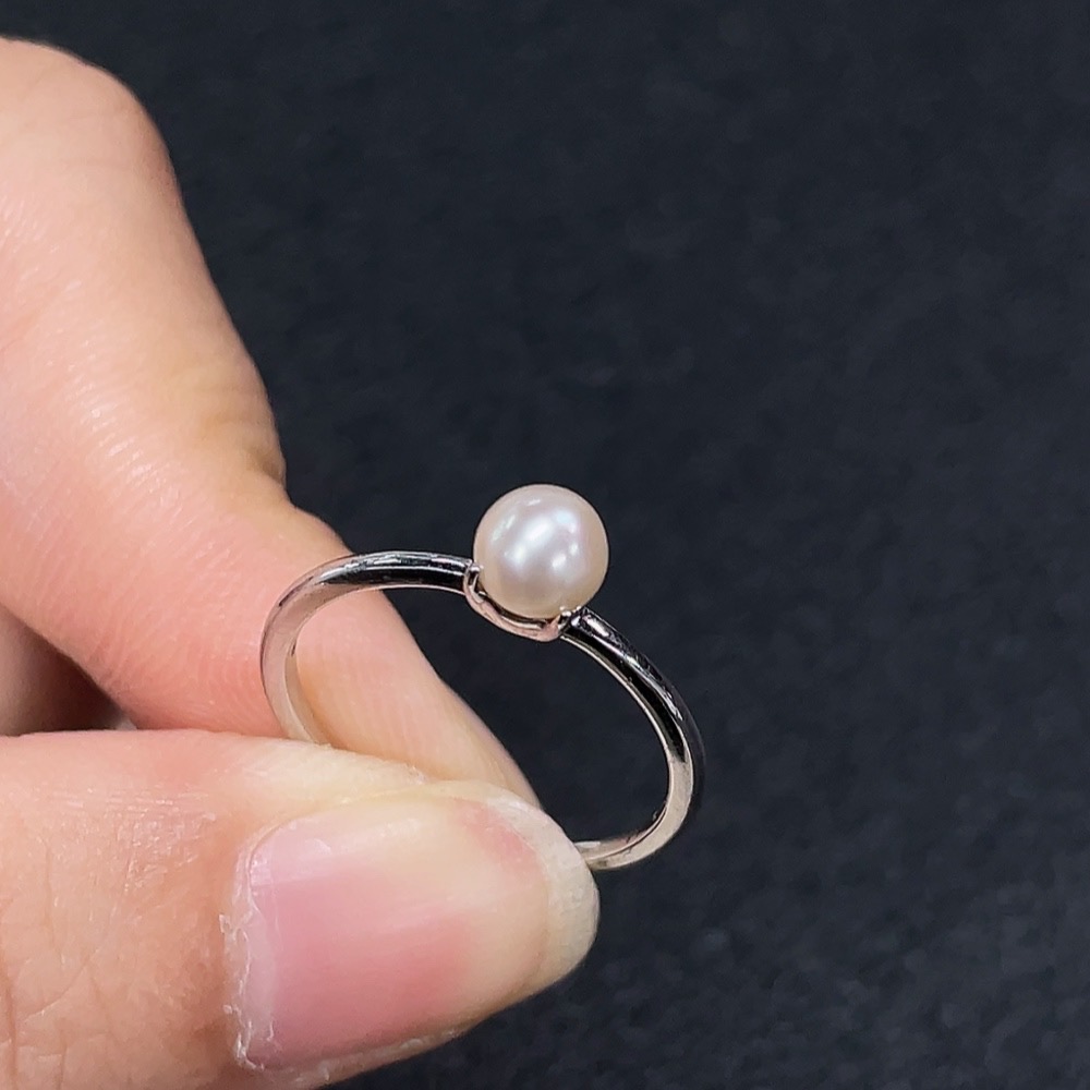 C34990659 Pearl Ring Non-Gold Total Weight Approx.1.25g Size 14 Stone 5mm