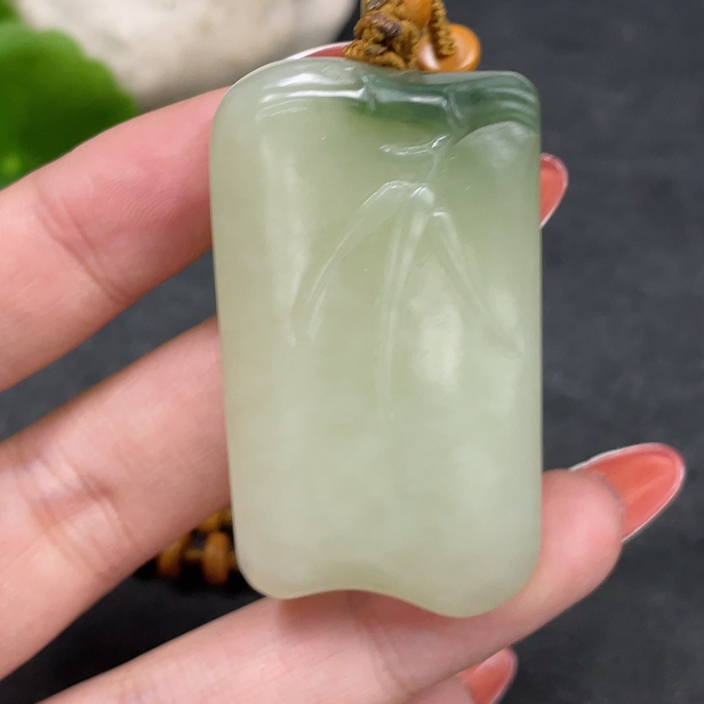 H34960558 Hetian Jade Pendant Bamboo Node
