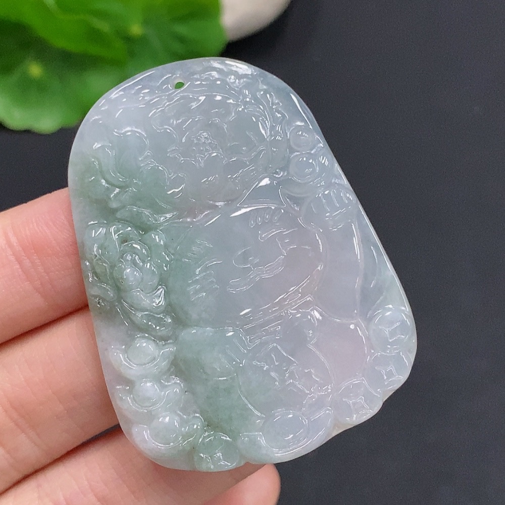 F32757344 Jadeite Maneki-Neko Pendant