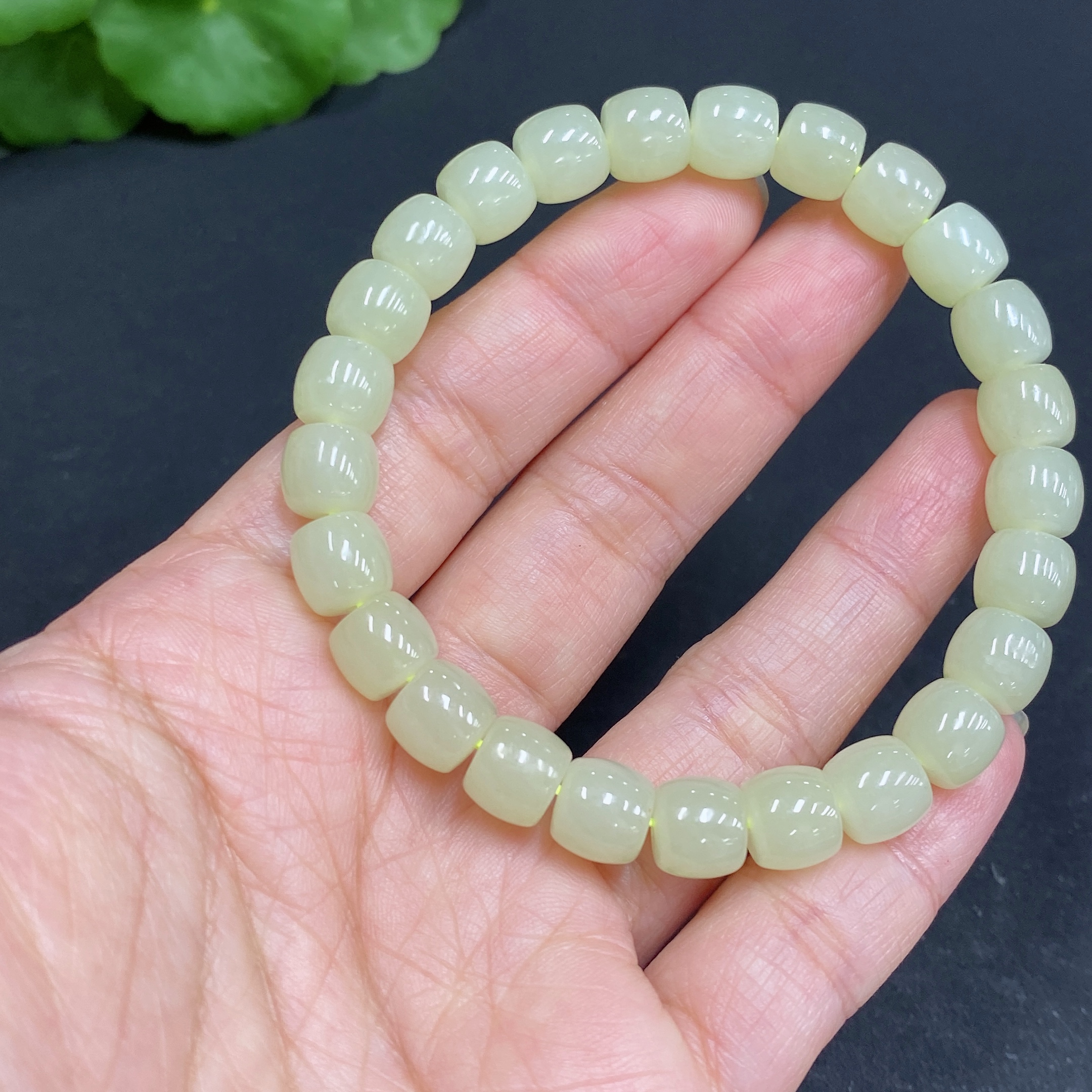 H33902464 Hetian Jade Bracelet Approx.7.8mm Total Weight Approx.21.9g
