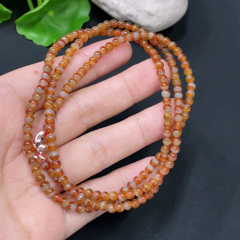 F32696972 Jadeite Bead Necklace Non-Gold Total Weight Approx. 13.87g Color Origin Undetermined Approx. 3.4mm