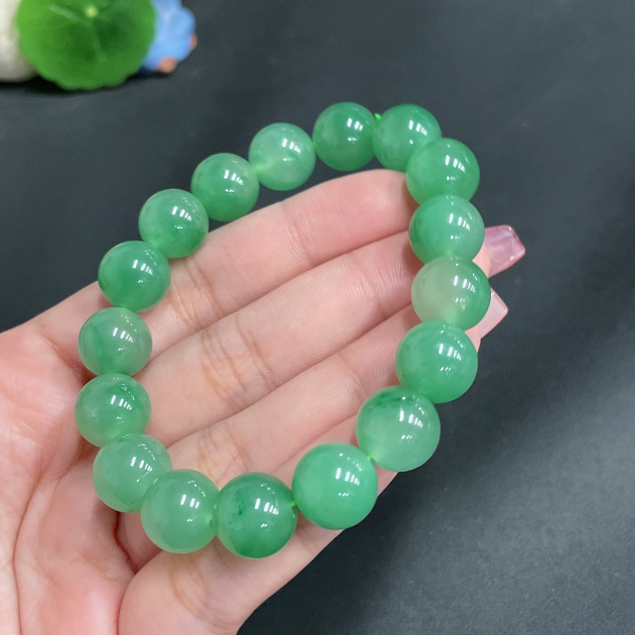 H24722413 Dulong Jade Bead Bracelet approx. 11.7mm total weight approx. 41.1g
