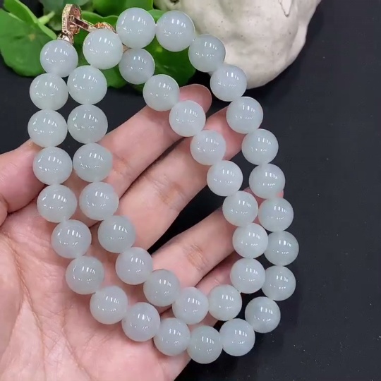 F35198592 Jadeite Beaded Necklace Approx.11.9mm Non-Gold Total Weight Approx.131.5g