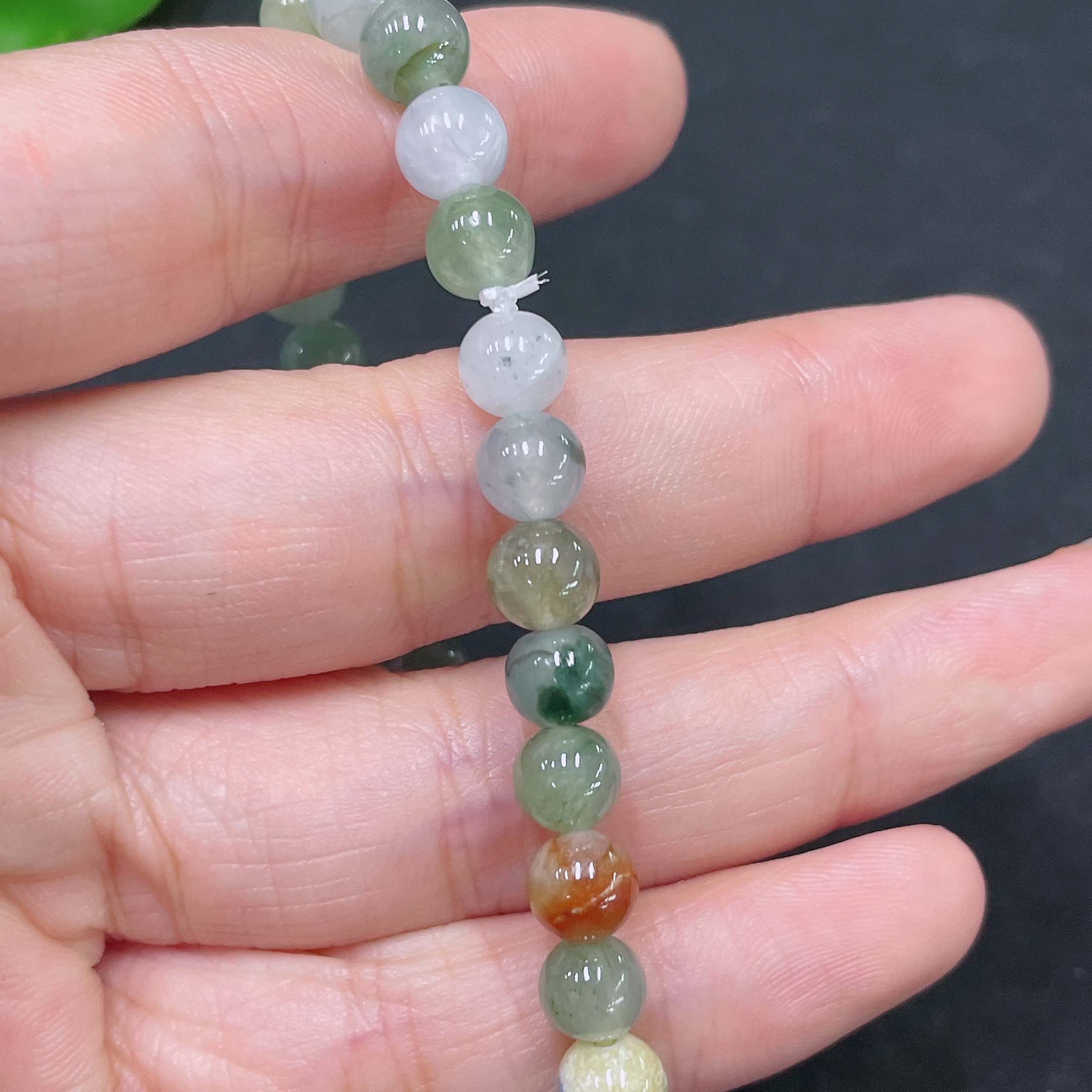 F32698405 Jadeite Bracelet Red Beads Non-A Total Weight Approx. 11.6g Size Approx. 6.6mm