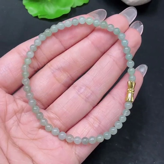 F34064676 Jadeite Bead Necklace Approx. 3.8mm Non-Gold Total Weight Approx. 6.1g