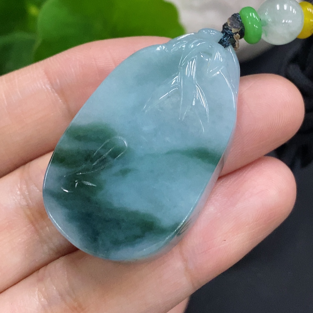 F27136877 Jadeite Bamboo Pendant Total Weight with Rope Approx. 23.2g (Beads Non-A)