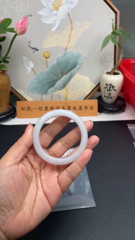 F32788540 Jadeite Round Bangle Size 55.2 Total Weight Approx. 52.41g