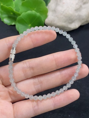 F46599968 翡翠手串 卡3.8mm左右  非金镶 货品总重约5.46g