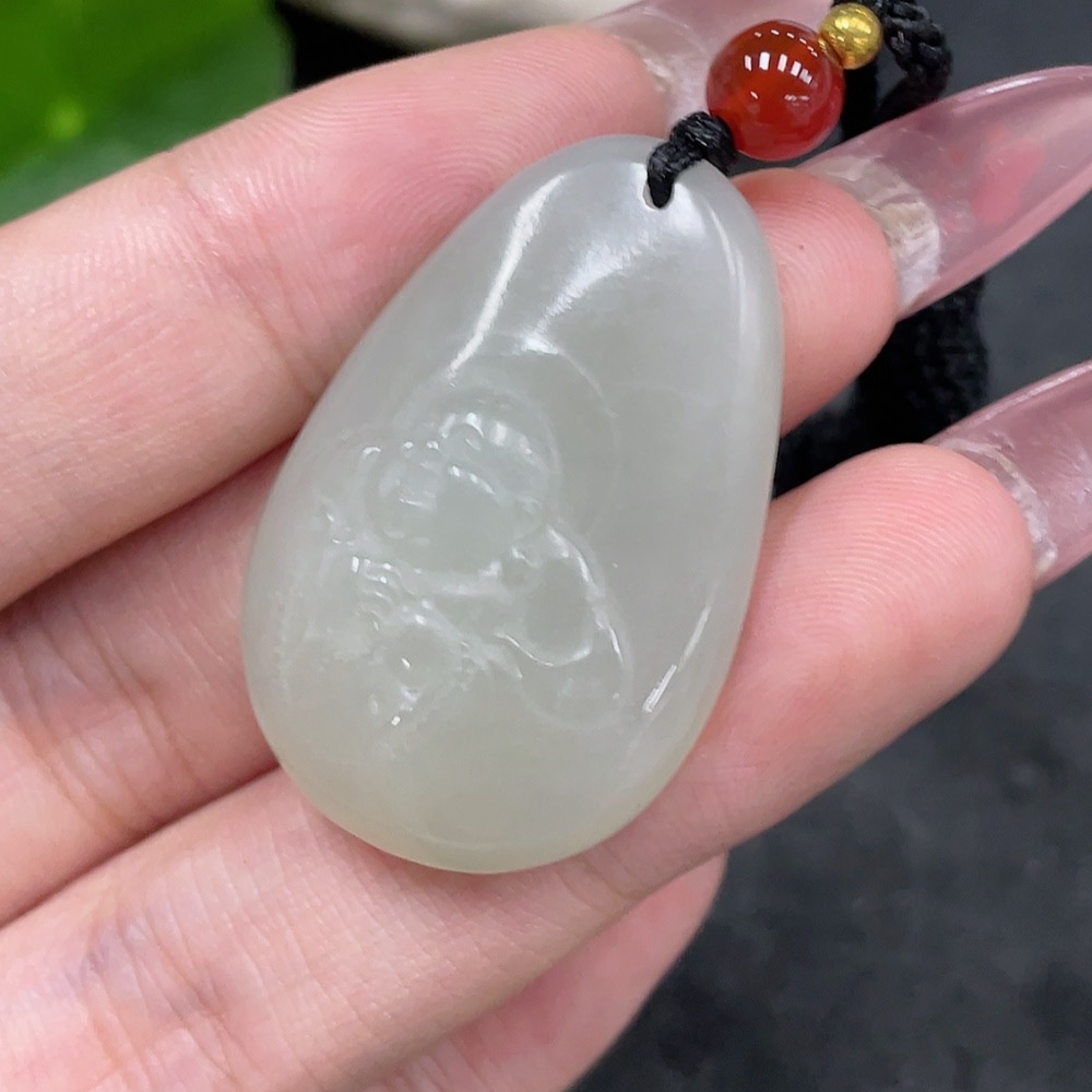 H33897631 Hetian Jade Pendant Buddha Total Weight (including rope) 12.5g