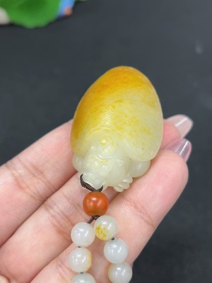 H46521268 和田玉挂件 龙龟 货品总重约【含链】55.6g 配楠 非金 皮色成因未定