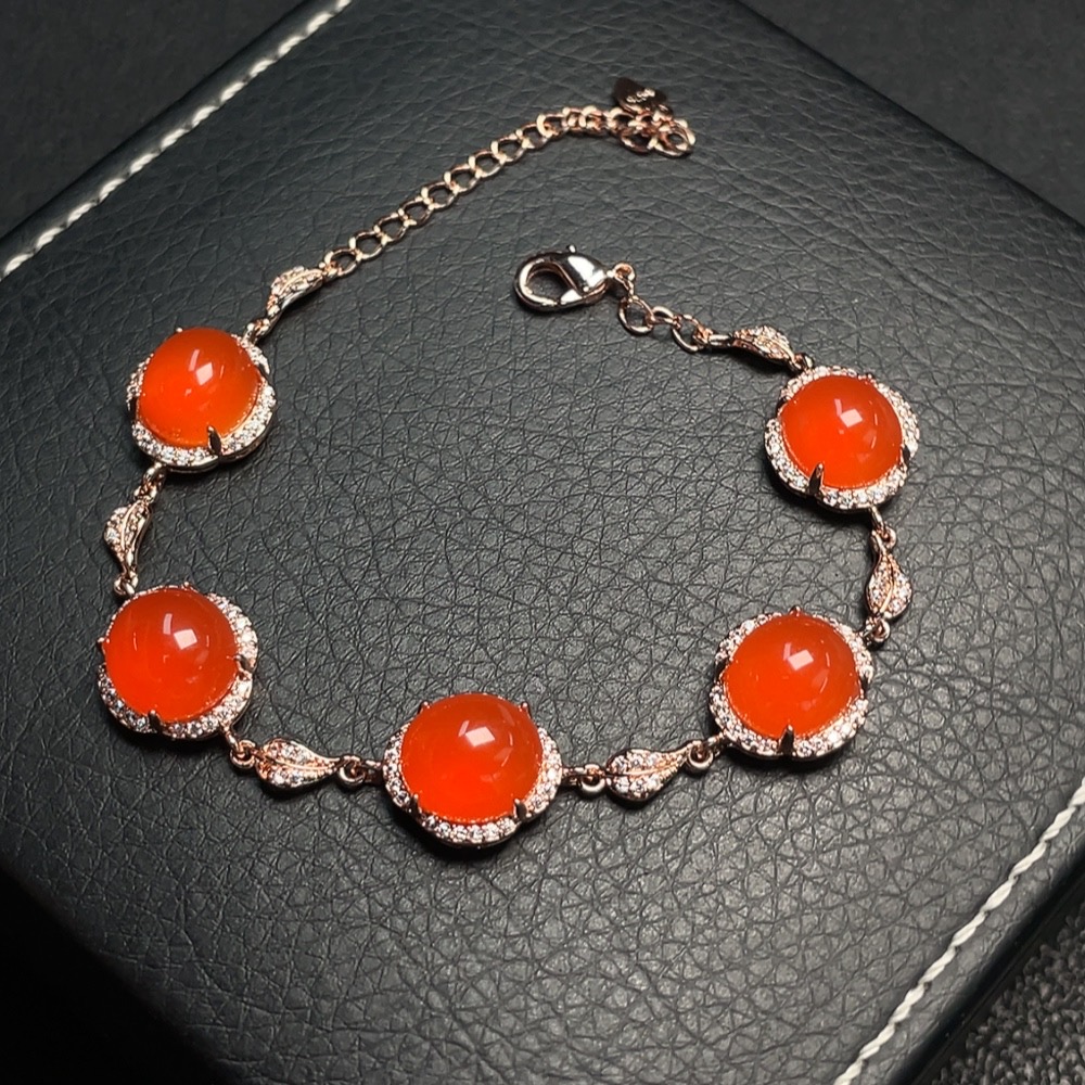C31575746 Red Agate Inlaid Bracelet (Non-Gold Inlaid) Total Weight Approx. 11.25g