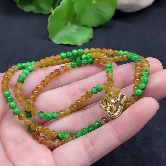 F32729653 Jadeite Bead Necklace Approx. 3.5mm Total Weight About 15.68g Color Origin Undetermined Non-Gold Inlaid
