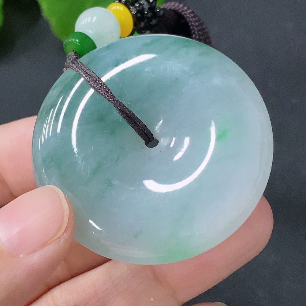 F33848755 Jadeite Pendant Peace Knot Total Weight Approx. 32.86g Including String Non-Grade A Beads