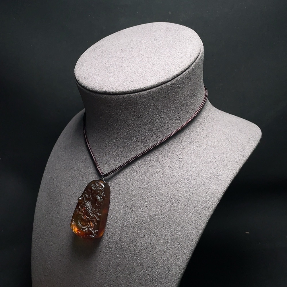 C33843621 Amber Beeswax Pendant with Rope, Total Weight Approx. 10.4g