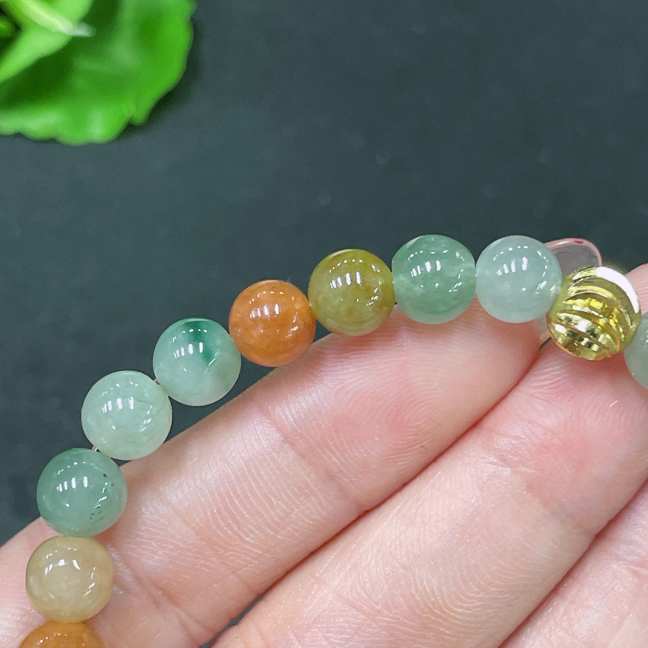 F34020618 Jadeite Bracelet Non-Gold Yellow Red Color Origin Undetermined Total Weight Approx.18g Size Approx.7.1mm