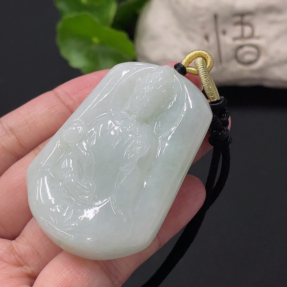 F35171521 Jadeite Guanyin Pendant, Total Weight Approximately 47.1g