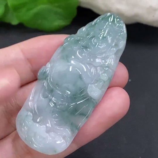 F33856600 Jadeite God of Wealth Pendant, Total Weight Approximately 16g