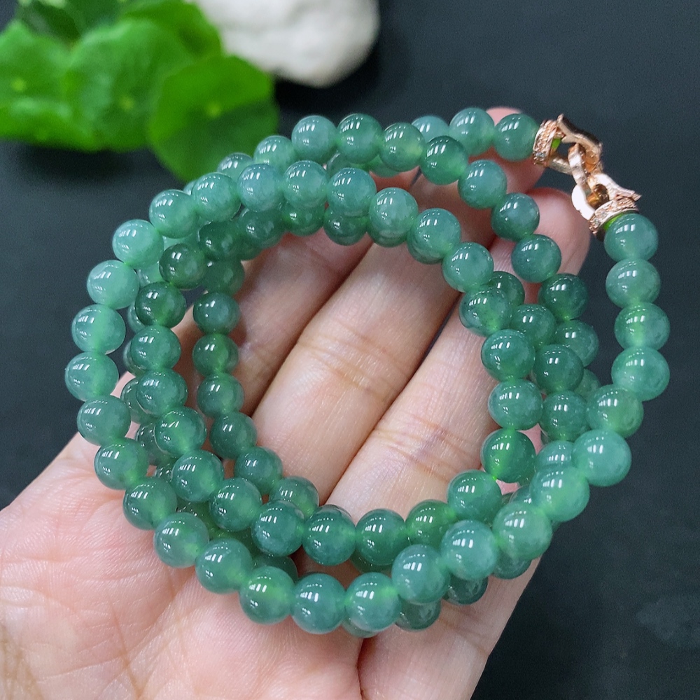 F29321727 Jadeite Beaded Necklace Approx. 6mm Total Weight Approx. 40.38g Non-Gold