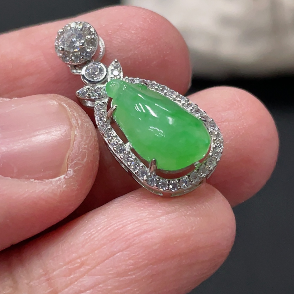 F35080164 Jadeite Inlaid Pendant Non-Gold Inlaid Total Weight Approx.1.69g