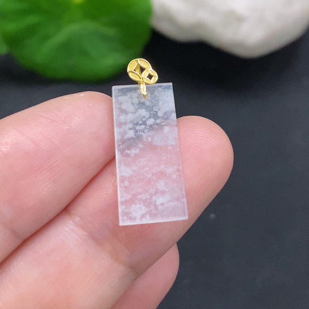 F34001212 Jadeite Plain Pendant (No imprint, surface gold content Au75%) total weight approx. 0.9g