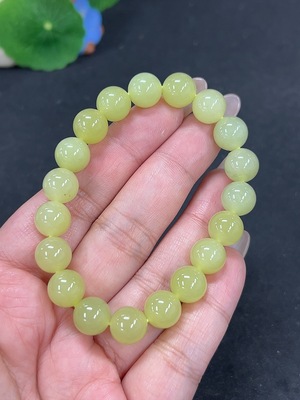 H41923396 和田玉手串 卡9.7mm左右 货品总重约29.6g