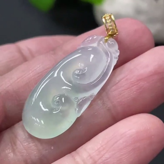 F34060995 Jadeite Pendant Ruyi 18K Non-Diamond Total Weight Approx. 3.66g (Excluding Rope)