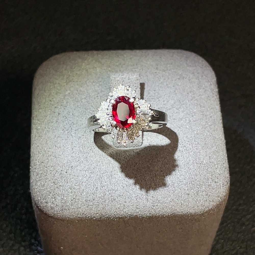 C30445359 Ruby Inlaid Ring Pt900 Size 10 Total Weight Approx. 6.81g With Diamond Accents