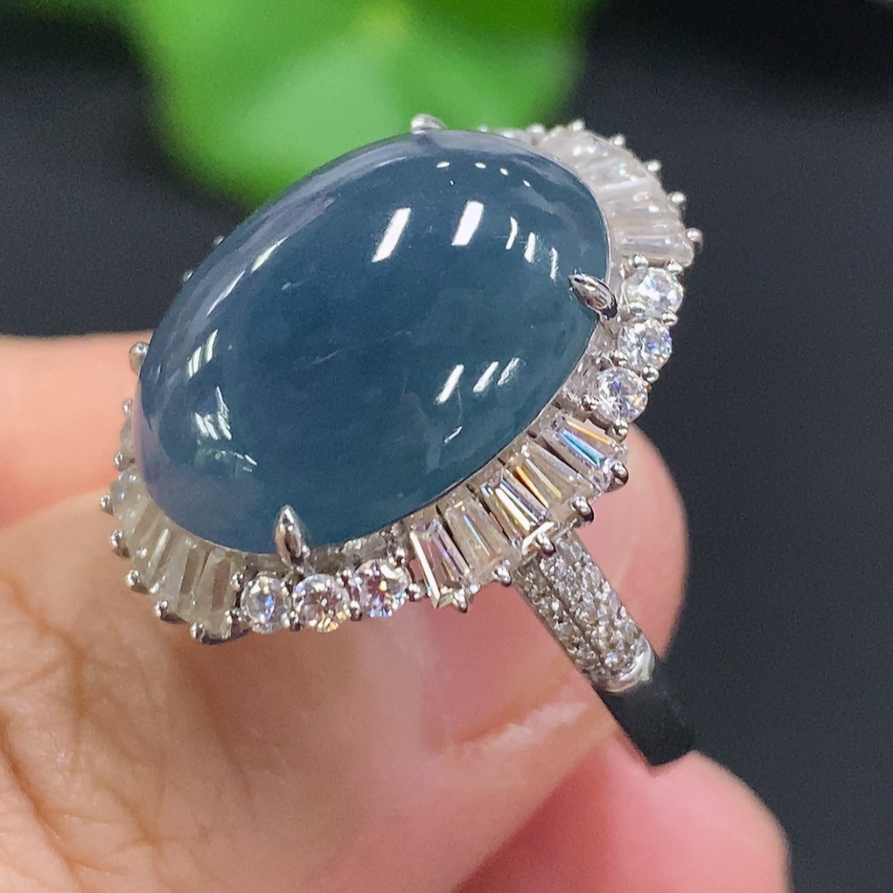 F31685861 Jadeite Cabochon Inlaid Ring 18K Gold Size 14 Total Weight Approx. 5.1g (Non-diamond)