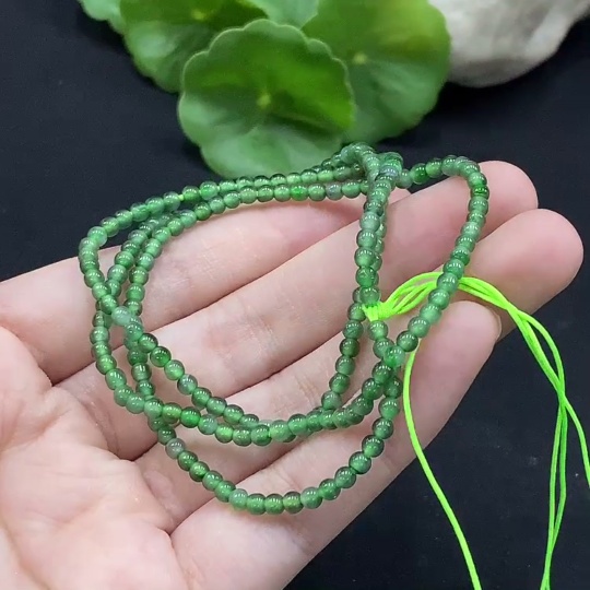F34996636 Jadeite Bead Necklace Approx. 3mm Total Weight About 7.85g
