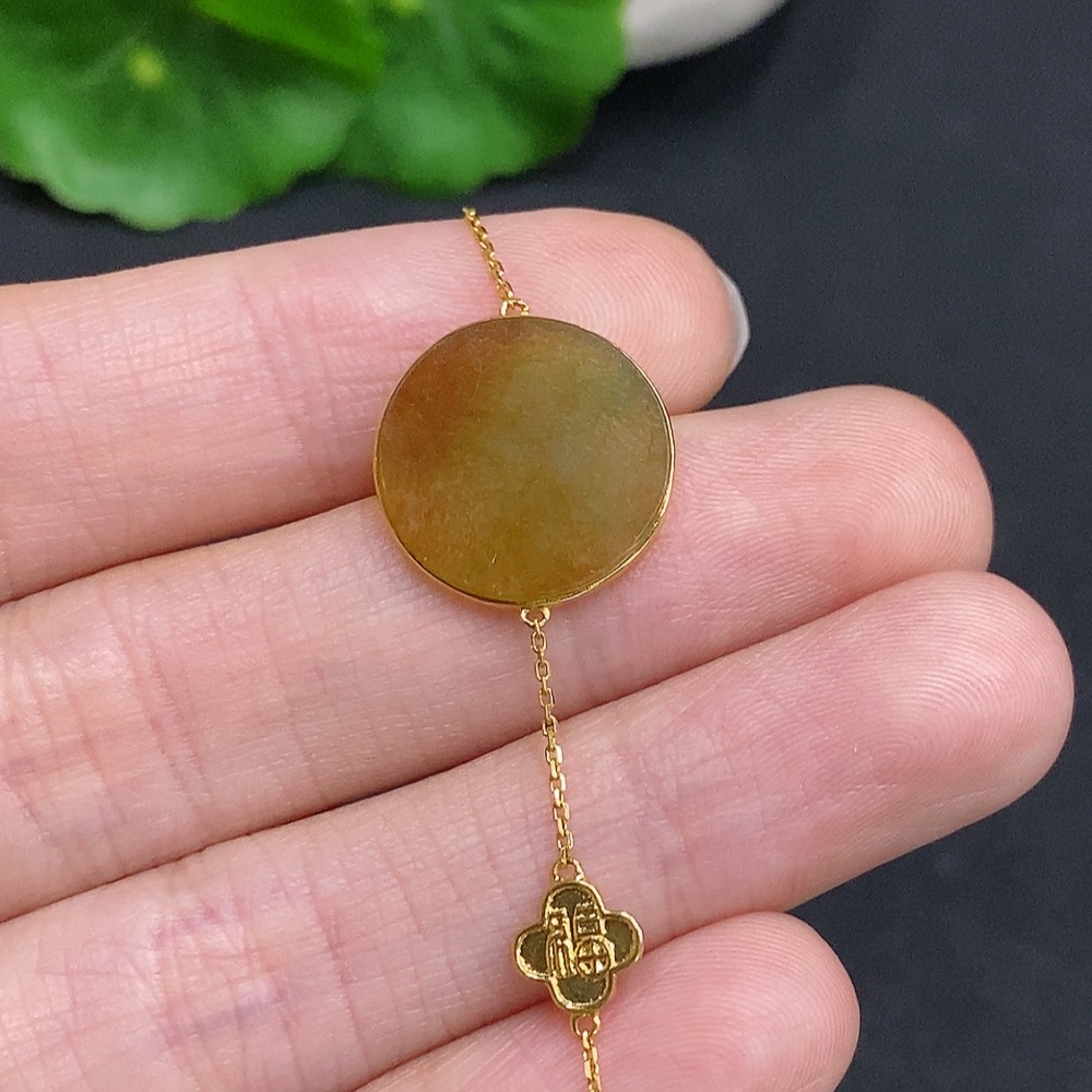 F33831634 Jadeite Plain Pendant Bracelet 18k Gold Total Weight Approx. 2.1g