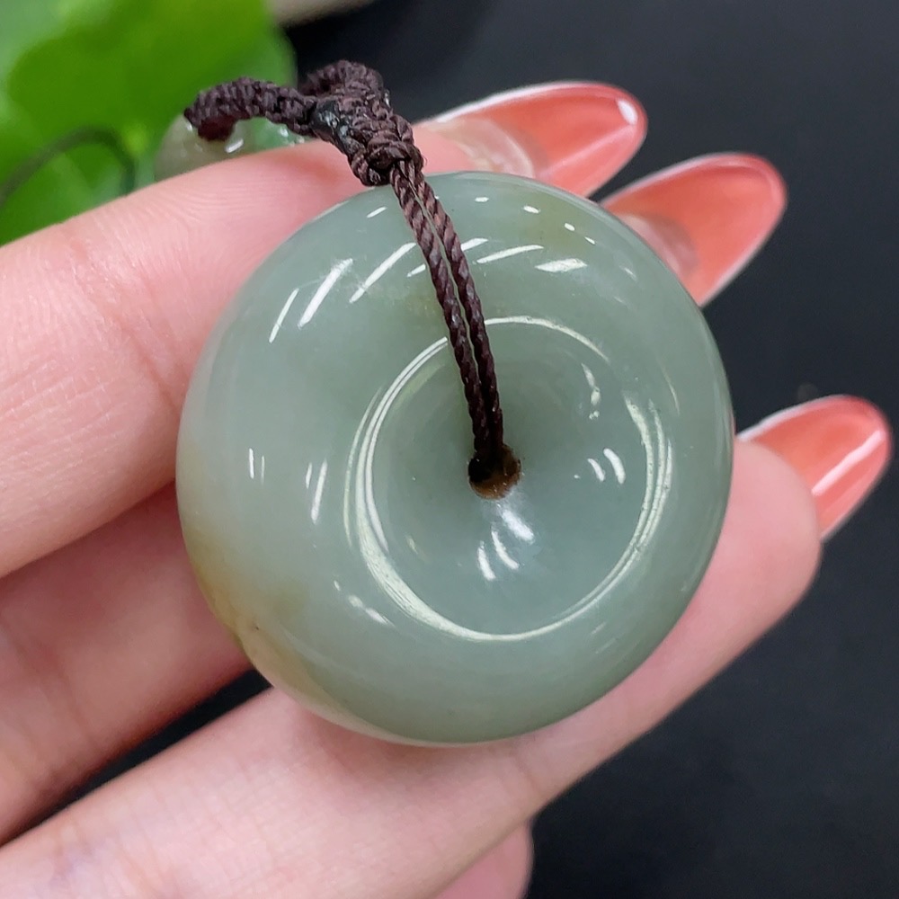 H34017694 Hetian Jade Pendant - Peace Buckle with Other Mineral Components, Beads Not Hetian Jade, Total Weight (Including Rope) Approx. 27.2g