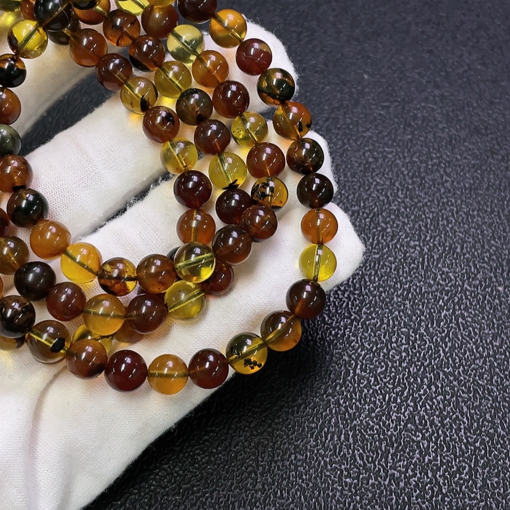 C31655732 Amber Beeswax Beaded Necklace Total Weight Approx. 25.4g Size About 7.3mm