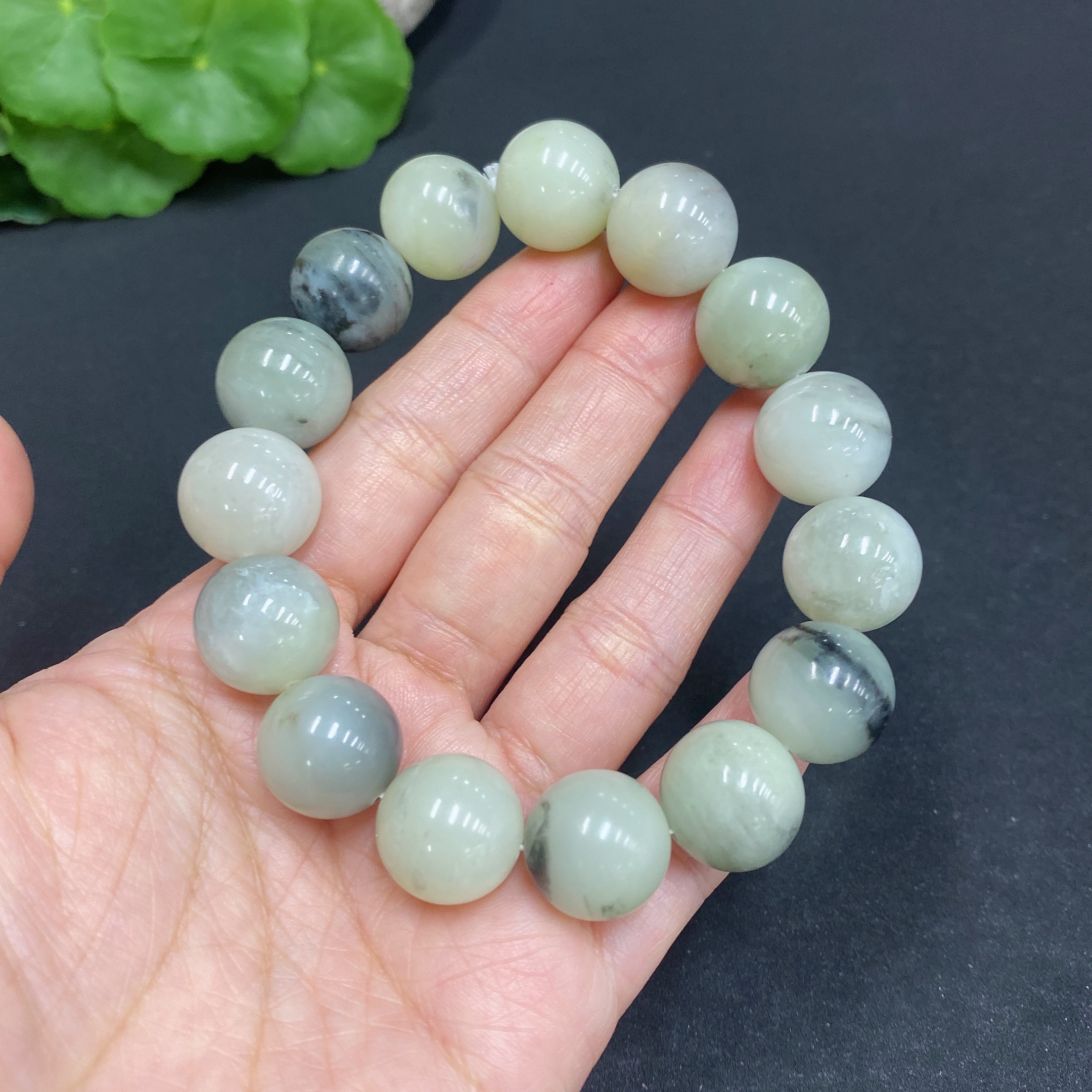 H32772007 Hetian Jade Bracelet, Approx. 14.5mm, Total Weight About 75.1g, Containing Other Mineral Components