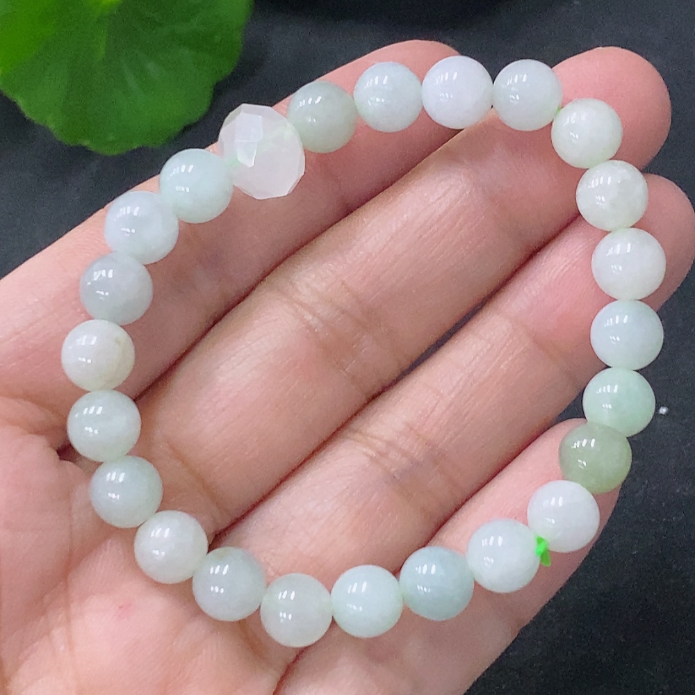 F31662543 Jadeite Bracelet Approx. 6.8mm Beads Total Weight About 12.73g Non-A Grade Accessory Beads