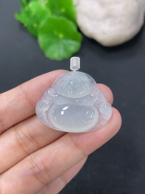 F46486287 翡翠挂件佛公 18k 配镶钻石 货品总约重6.11g
