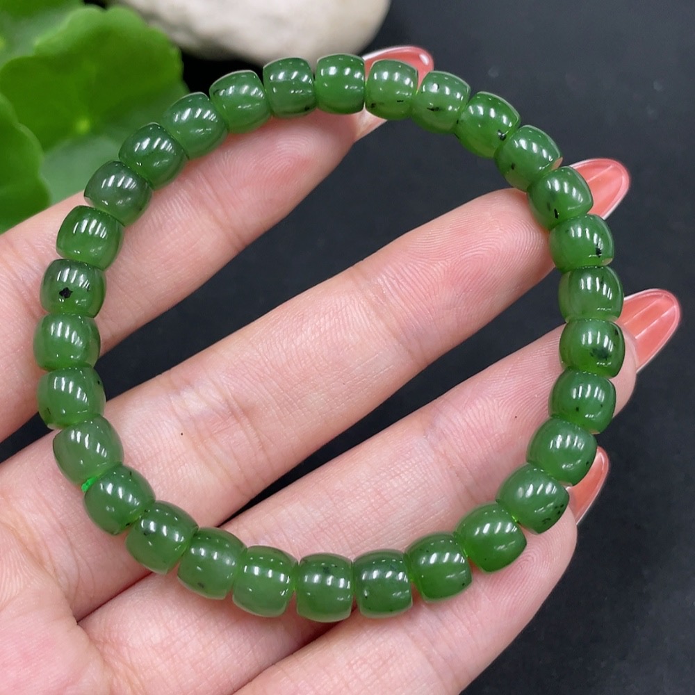H34027594 Hetian Jade Jasper Bracelet, Approx. 6.5mm, Total Weight About 16.1g