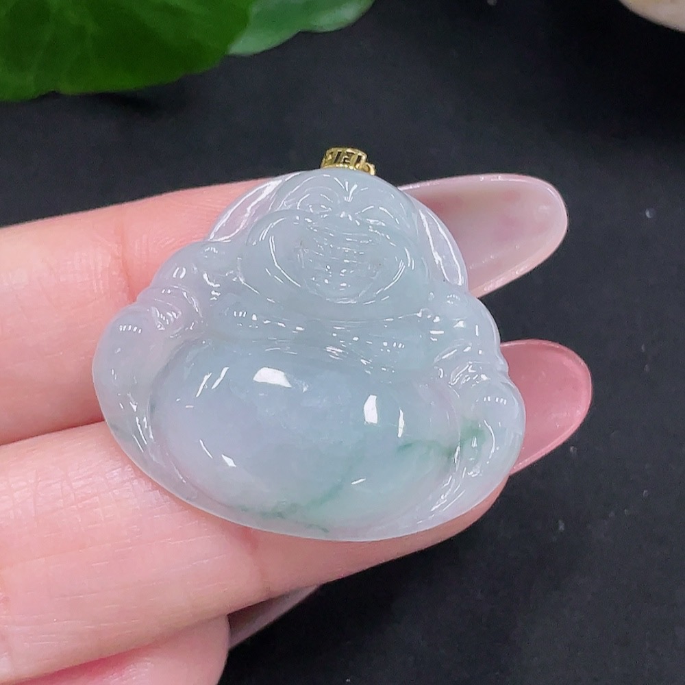 F34013869 Jadeite Buddha Pendant 18K Gold Total Weight Approx. 6.79g