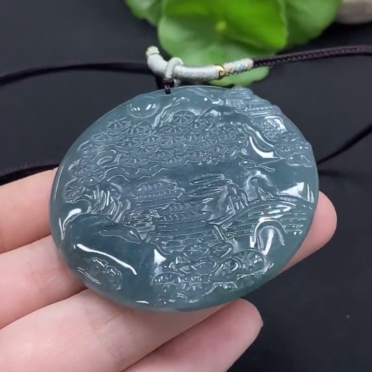 F35114615 Jadeite Landscape Pendant Total Weight Approx. 32.22g