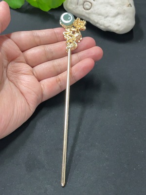 F31632060 Jadeite Inlaid Hairpin Non-Gold Inlaid Total Weight Approx. 10.5g