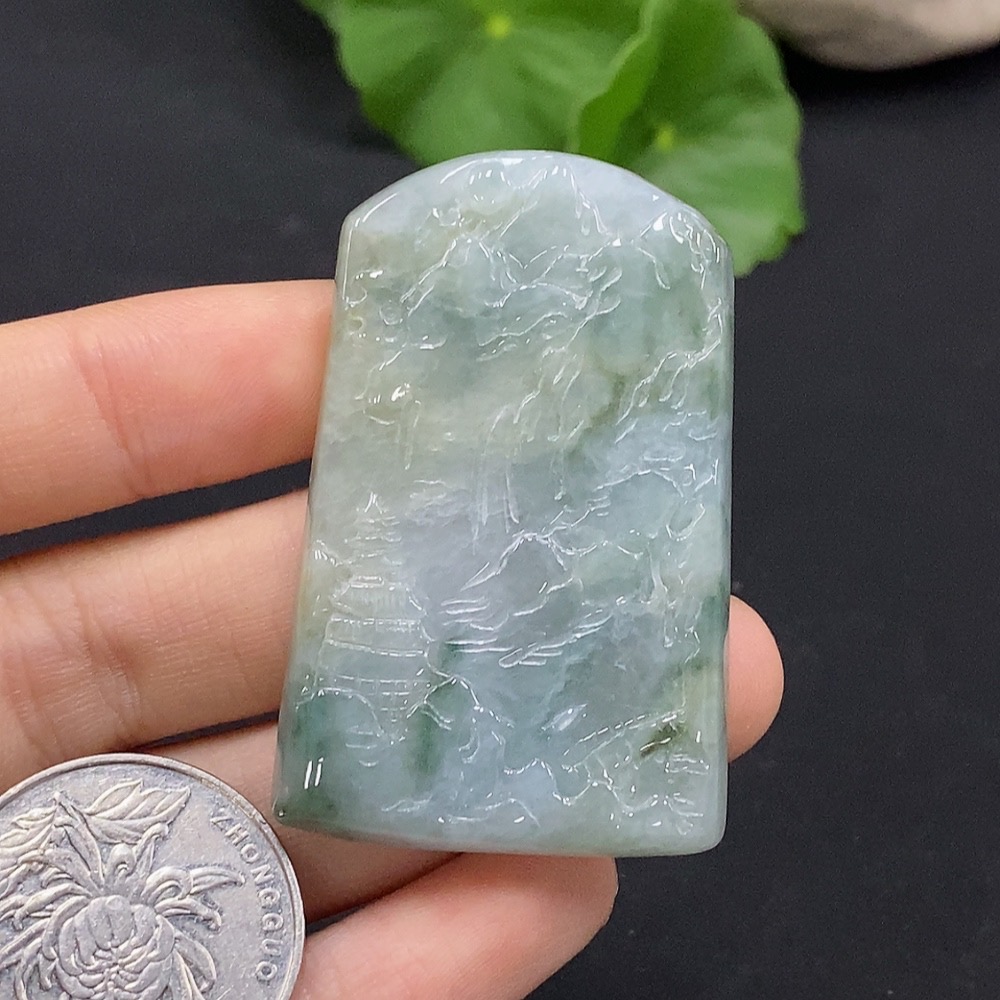 F30564557 Jadeite landscape pendant, total weight approximately 20.36g