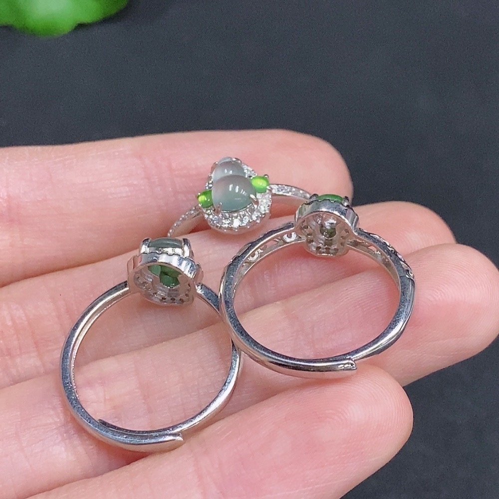 F33877253 Jadeite Gourd Inlay Ring Sell as a Lot Non-Gold Inlay Active Size
