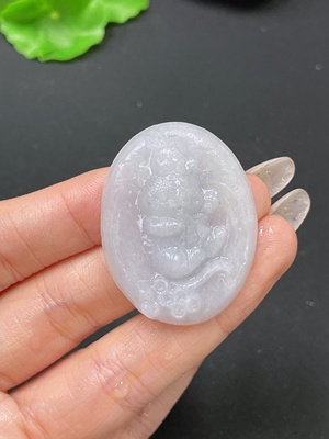 F35188006 翡翠挂件 花开富贵 毛货 货品总重约13.9g