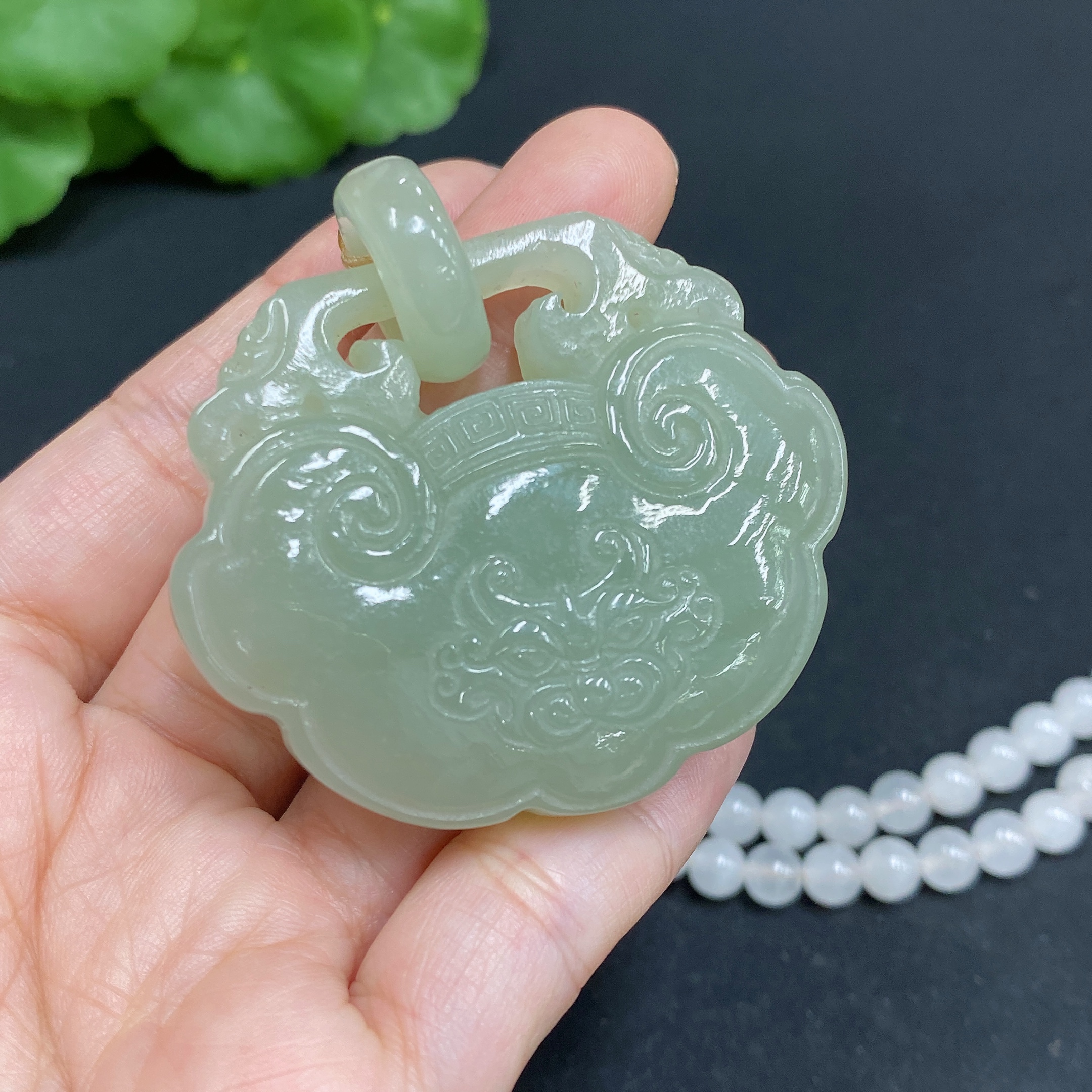 H34015585 Hetian Jade Pendant Antique Piece Total Weight Approx. (including chain, chain not Hetian Jade) 87.2g