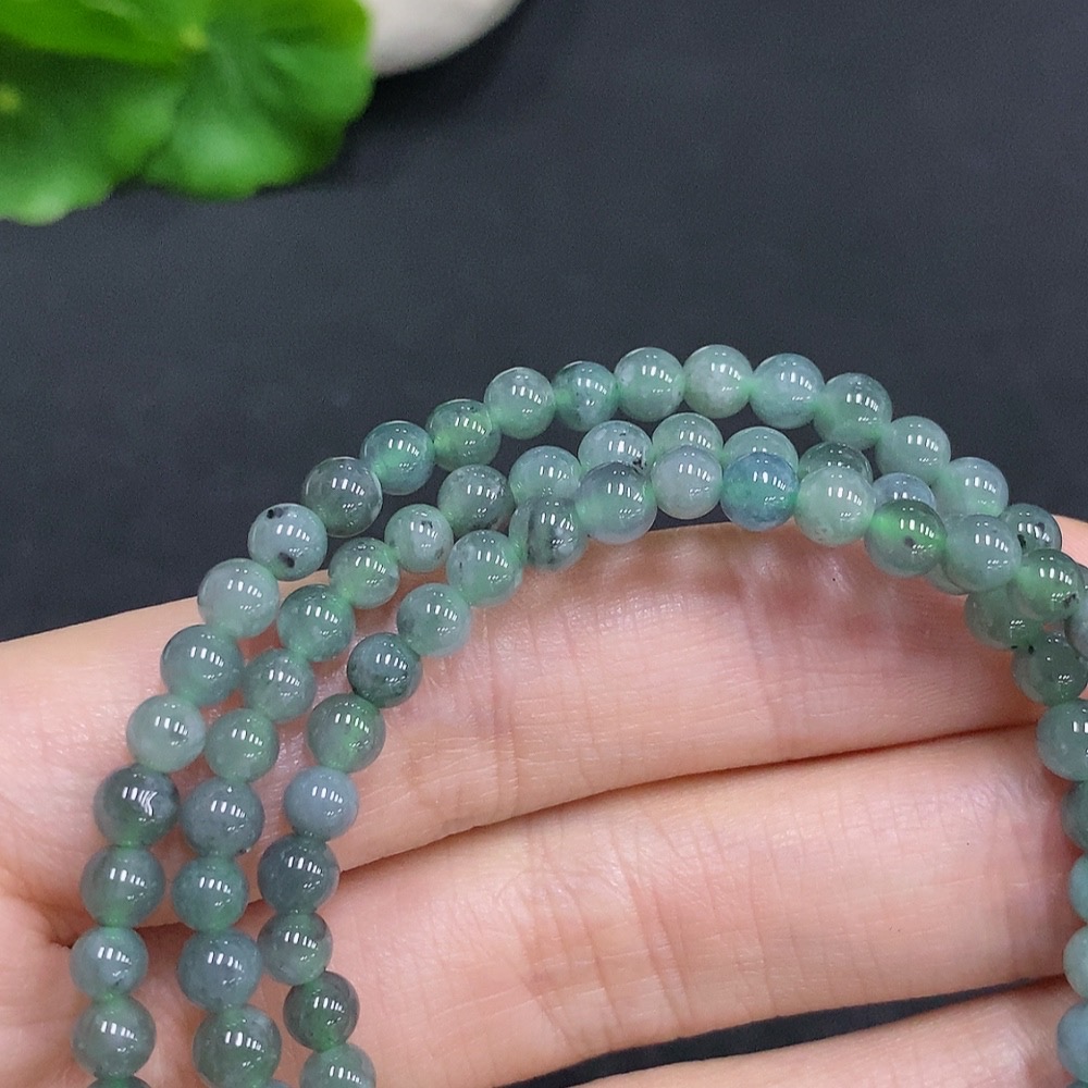 F33831716 Jadeite Bead Necklace Approx. 4.5mm Non-Gold Setting Total Weight Approx. 20.28g