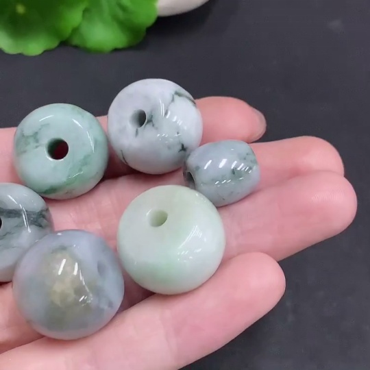 F34077204 Jadeite Barrel Beads Sell as a Lot with Other Minerals