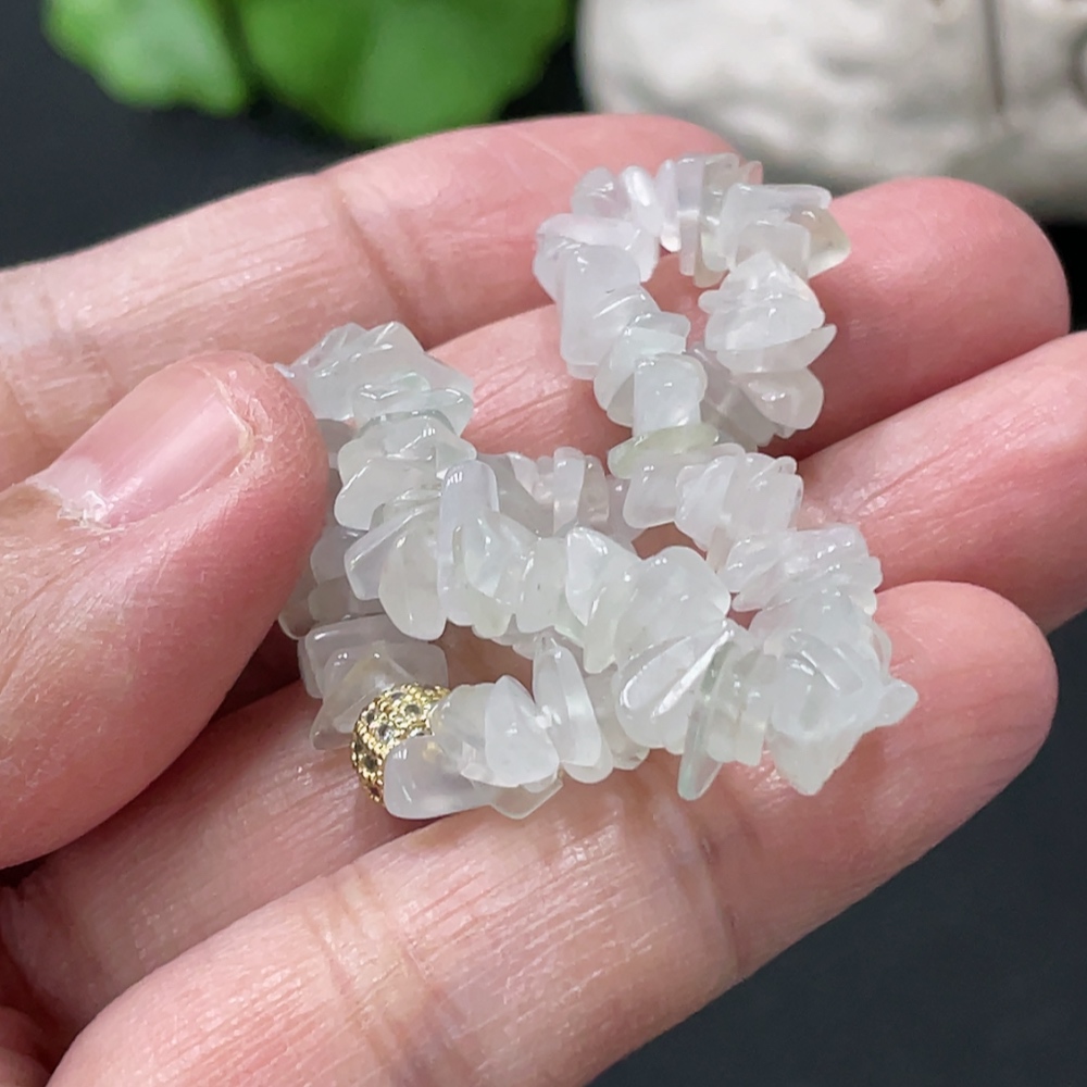 F35109558 Jadeite Auspicious Fragmented Bracelet Total Weight Approx. 10g Non-Gold Beads