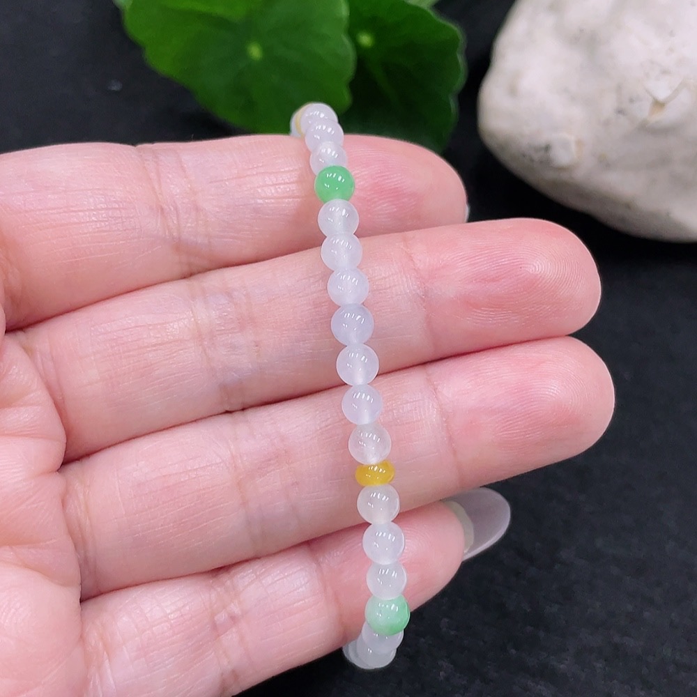 F32735632 Jadeite Bracelet Approx. 4.5mm Beads Total Weight 6.03g Color Origin Undetermined