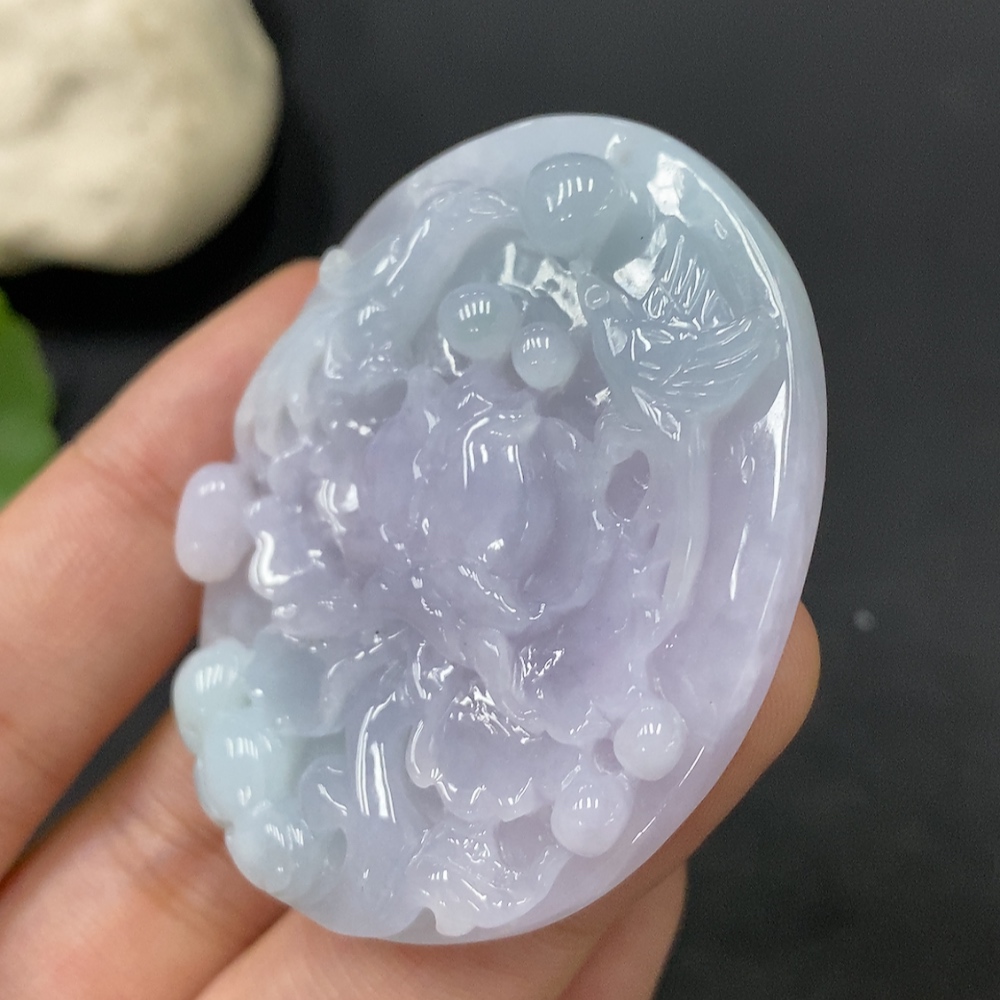 F28277298 Jadeite Pendant Total Weight Approx. 36.34g Blooming Prosperity